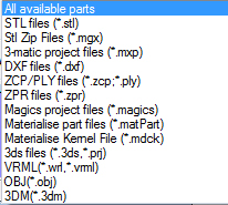 File types the perfactory can print